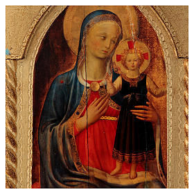 Tríptico hoja oro María con Jesús y Ángeles