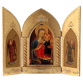 Triptyque feuille d'or Marie avec Jésus et Anges