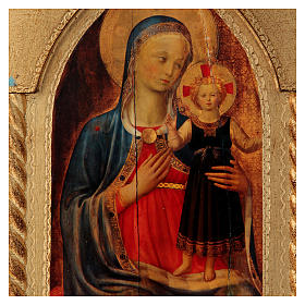 Trittico foglia oro Maria con Gesù e Angeli 
