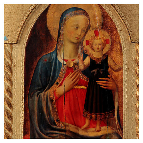 Tríptico folha ouro Maria com Jesus e Anjos 2