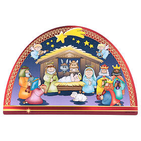 Arched Nativity scene picture in fiberboard 18x12 cm