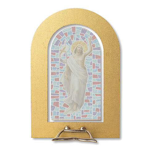 Moldura com vitral com Cristo Ressuscitado 14x8,5 cm 2