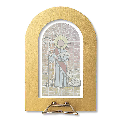 Jesus Good Shepherd picture frame with stainglass window 14x8.5 cm 2