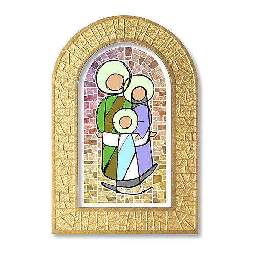 Moldura com vitral Sagrada Família 14x8,5 cm 1