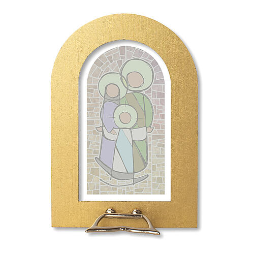 Moldura com vitral Sagrada Família 14x8,5 cm 2