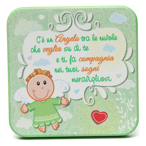 Small wooden picture Green Guardian Angel 1