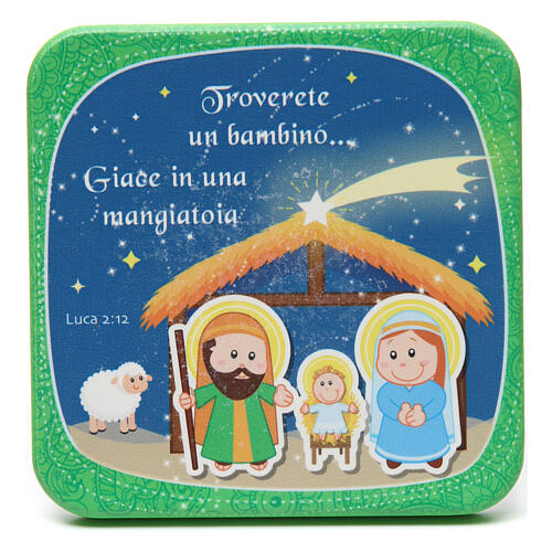 Wooden Nativity picture Merry Christmas, Green 1