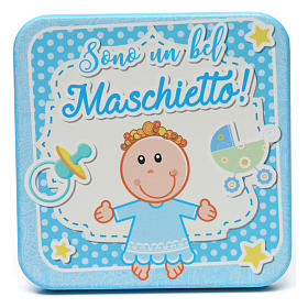 Light blue wooden picture for baby boy