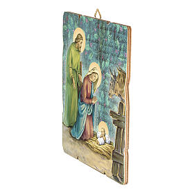 Quadro em madeira moldada com gancho para pendurar Natividade clássica