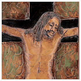 STOCK Maiolica picture of crucified Jesus, 35x25 cm