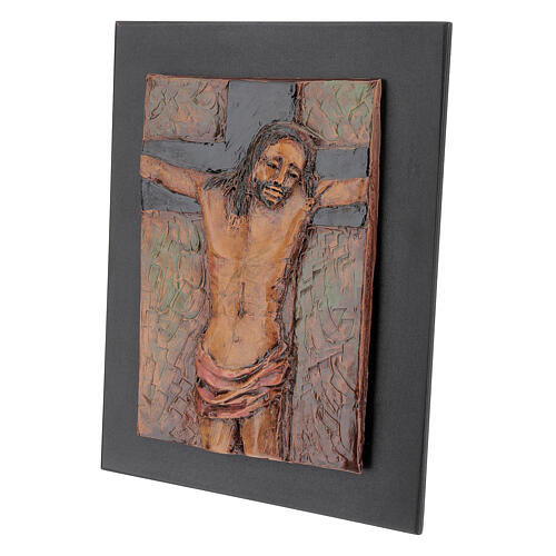 STOCK Jésus crucifié cadre en faïence 35x25 cm 3