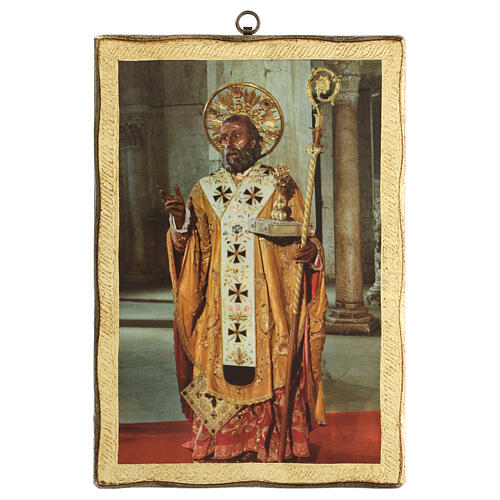 Quadro stampa statua San Nicola di Bari 20x25 cm 1