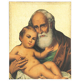 Print painting St. Joseph with baby Jesus 30x25 cm