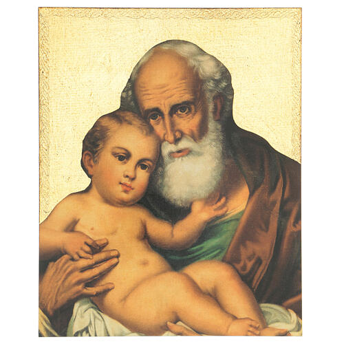 Print painting St. Joseph with baby Jesus 30x25 cm 1