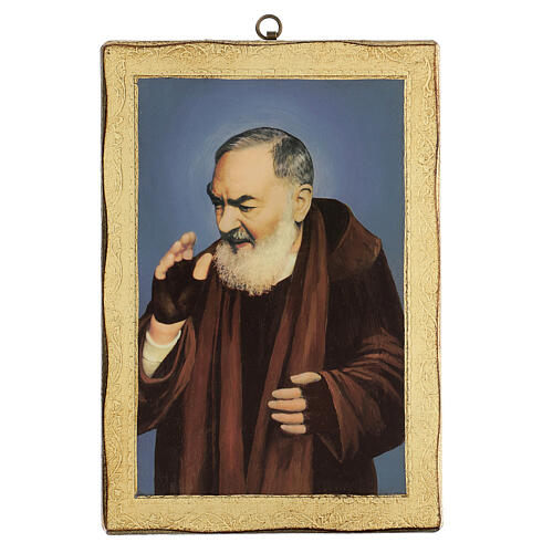 Bild mit Druck Pater Pio, 25x20 cm 1