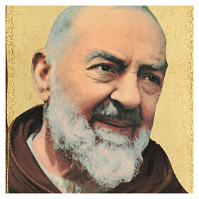 Cadre impression Padre Pio fond or 25x20 cm