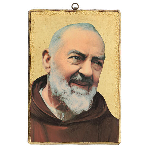 Cadre impression Padre Pio fond or 25x20 cm 1