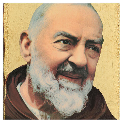 Cadre impression Padre Pio fond or 25x20 cm 2
