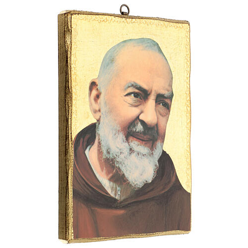 Cadre impression Padre Pio fond or 25x20 cm 3