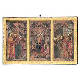 Quadro impressão madeira tríptico Mantegna 35x55 cm