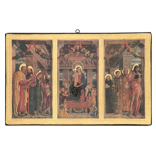 Quadro impressão madeira tríptico Mantegna 35x55 cm 1