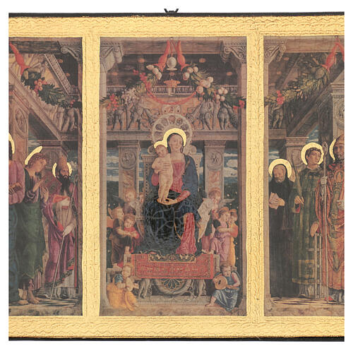 Quadro impressão madeira tríptico Mantegna 35x55 cm 2