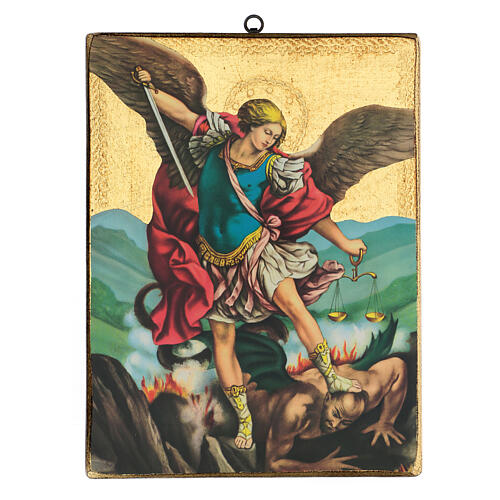 Wood print of St Michael 35x25 cm 1