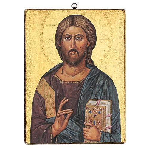 Wood print of Christ Pantocrator 35x25 cm 1