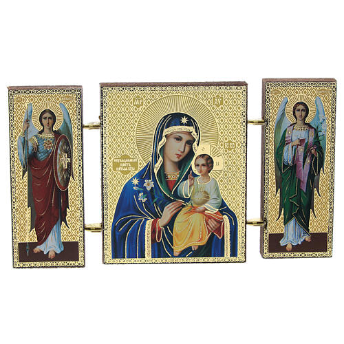 Tríptico ruso Virgen con lirio 9,5x5,5 cm 1