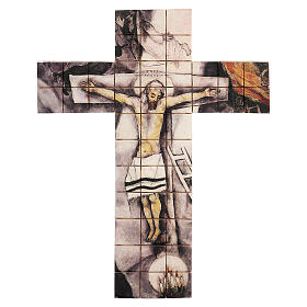 Kreuz aus Mosaiken in Terrakotta, 30x25 cm