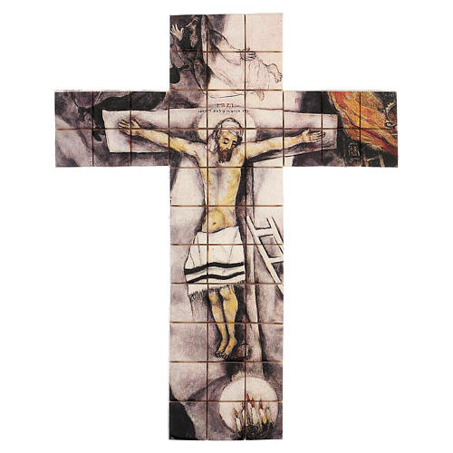 Krzyż mozaikowy z terakoty, 30x25 cm 1