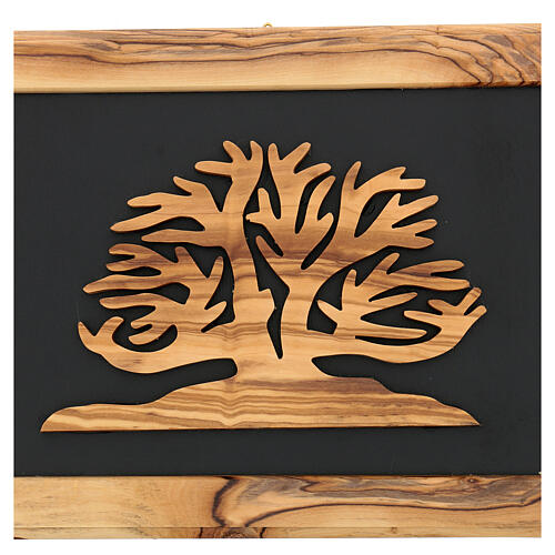 Quadro Árvore da Vida madeira de oliveira Palestina 25x18 cm 2