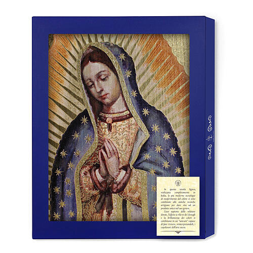 Tableau bois Notre-Dame de Guadalupe avec boîte cadeau 25x20 cm 3