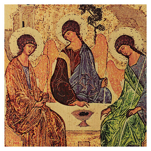 Wood board, Rublev's icon of the Holy Trinity, gift box, 25x20 cm 2