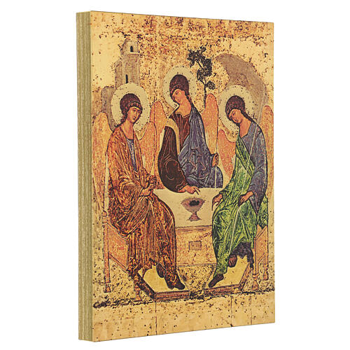 Wood board, Rublev's icon of the Holy Trinity, gift box, 25x20 cm 3