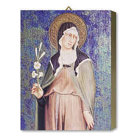 Tableau en bois Sainte Claire de Simone Martini boîte cadeau 25x20 cm