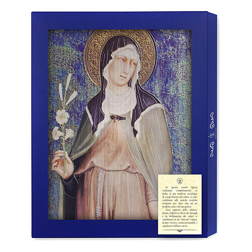 Tableau en bois Sainte Claire de Simone Martini boîte cadeau 25x20 cm 3