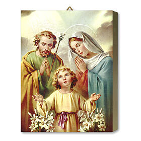 Tableau Sainte Famille bois boîte cadeau 25x20 cm