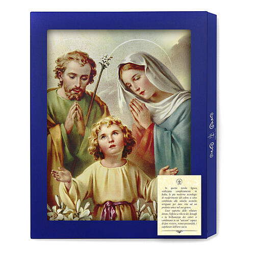 Icon of the Holy Family wooden tablet with gift box 25x20 cm 3