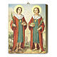 Tableau bois Saints Côme et Damien avec boîte cadeau 25x20 cm s1
