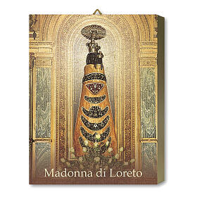 Tabla de Madera Icono Virgen Loreto Caja Regalo 25x20 cm