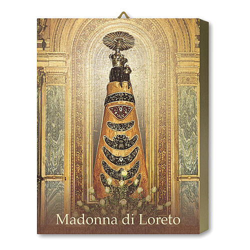 Placa madeira estampa Nossa Senhora do Loreto com caixa para presente 25x20 cm 1