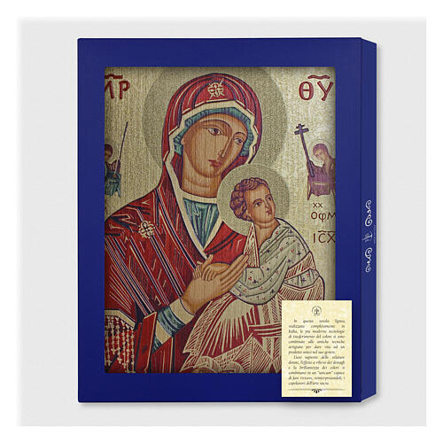 Placa de madeira ícone Nossa Senhora do Perpétuo Socorro caixa para presente 25x20 cm 2