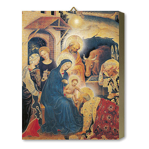Tableau en bois Adoration des Mages de Gentile da Fabriano boîte cadeau 25x20 cm 1