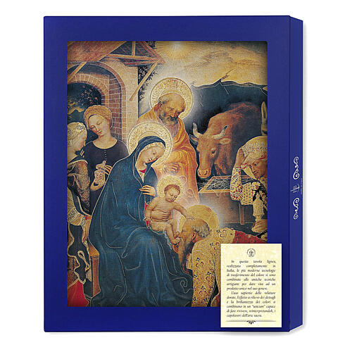 Tableau en bois Adoration des Mages de Gentile da Fabriano boîte cadeau 25x20 cm 3