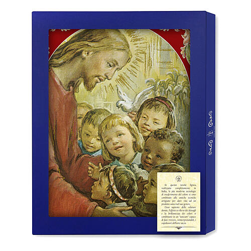 Wood board Icon, Jesus with children, gift box, 25x20 cm 3