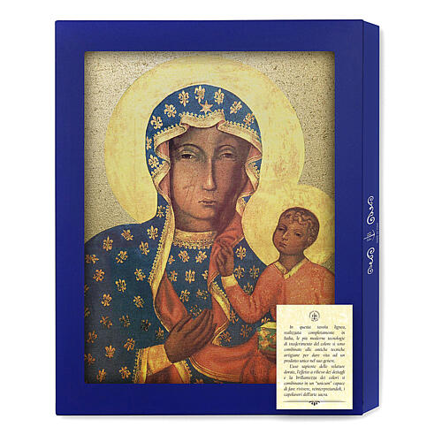 Tabla de Madera Icono Virgen Czestochowa Caja Regalo 25x20 cm 3