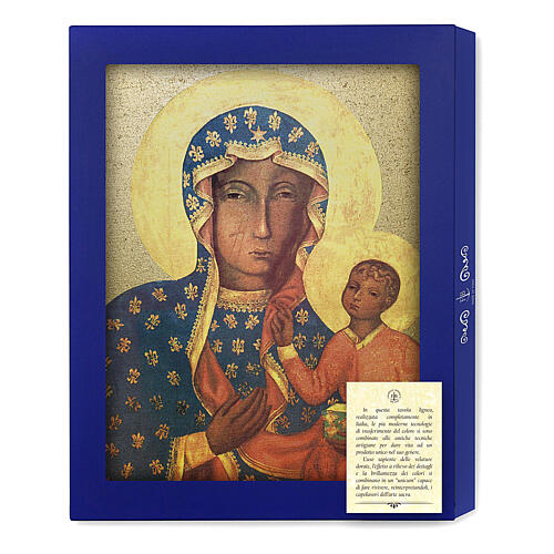 Estampa placa de madeira Nossa Senhora de Czestochowa caixa para presente 25x20 cm 3