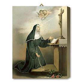 Sainte Rita de Cascia tableau en bois avec boîte cadeau 25x20 cm