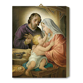 Holy Family, wood board icon with gift box, 25x20 cm